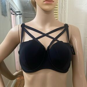 Adore Me Black Strappy Cage Bra